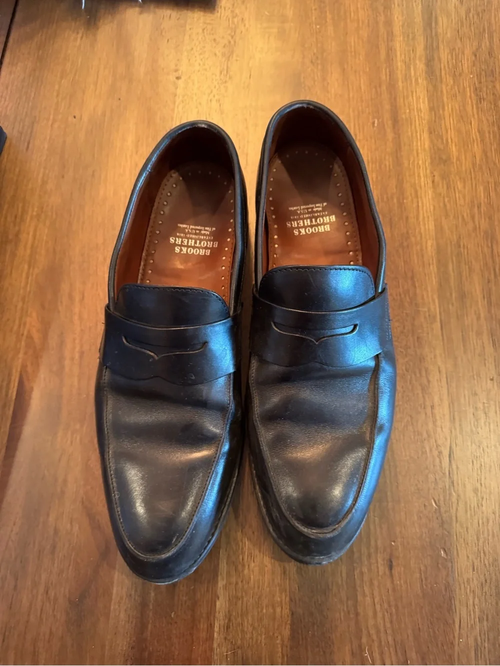 Brooks Black Leather Penny Loafers